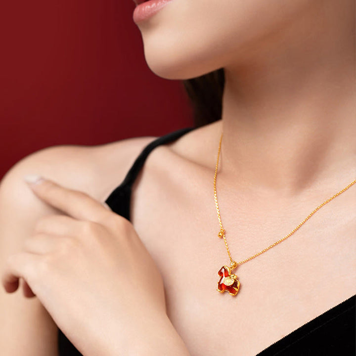 Collar con colgante de confianza con Buddha Stones, ágata roja y carácter Fu del Año del Caballo - image 3