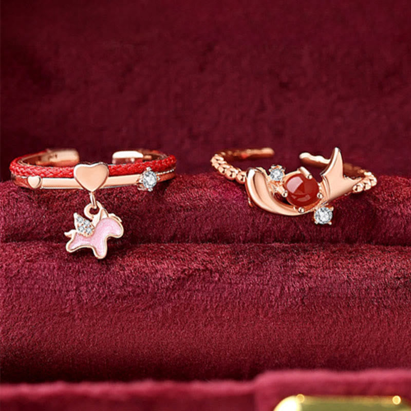 Anillo abierto de la suerte con hilo rojo de Buddha Stones en plata de ley 925 - image 3