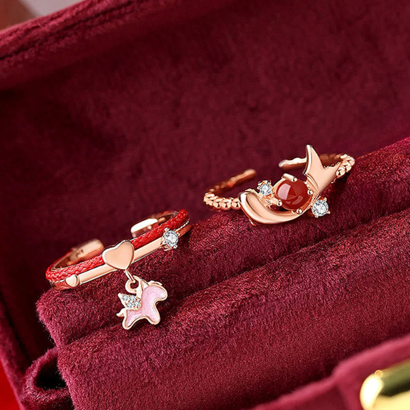 Anillo abierto de la suerte con hilo rojo de Buddha Stones en plata de ley 925 - image 4