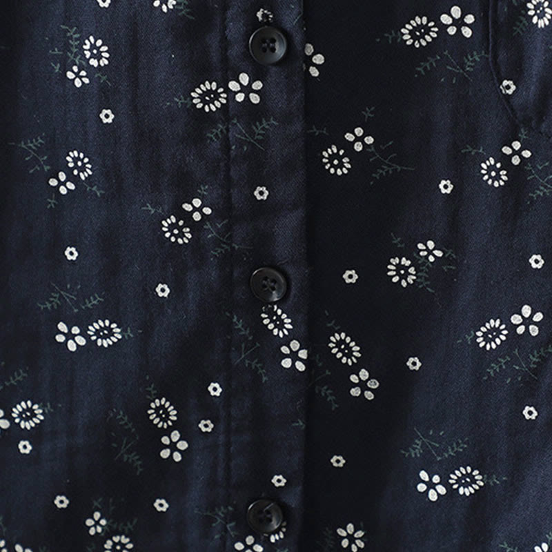 Camisa de algodón de manga larga para mujer con estampado floral pequeño de Buddha Stones otoñales. - image 8