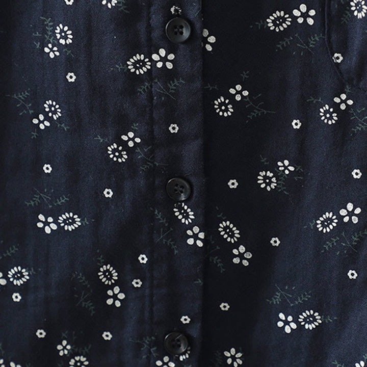 Camisa de algodón de manga larga para mujer con estampado floral pequeño de Buddha Stones otoñales. - image 8