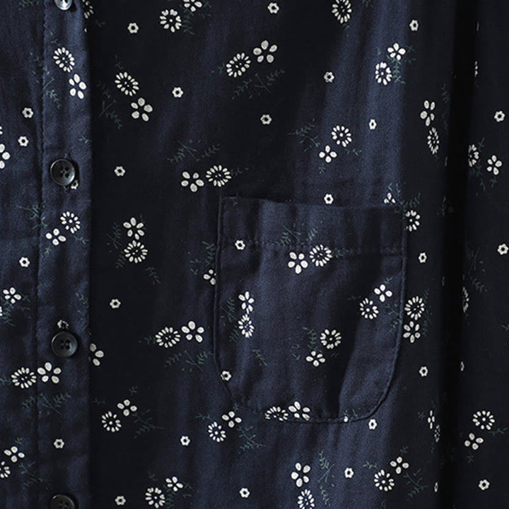 Camisa de algodón de manga larga para mujer con estampado floral pequeño de Buddha Stones otoñales. - image 6