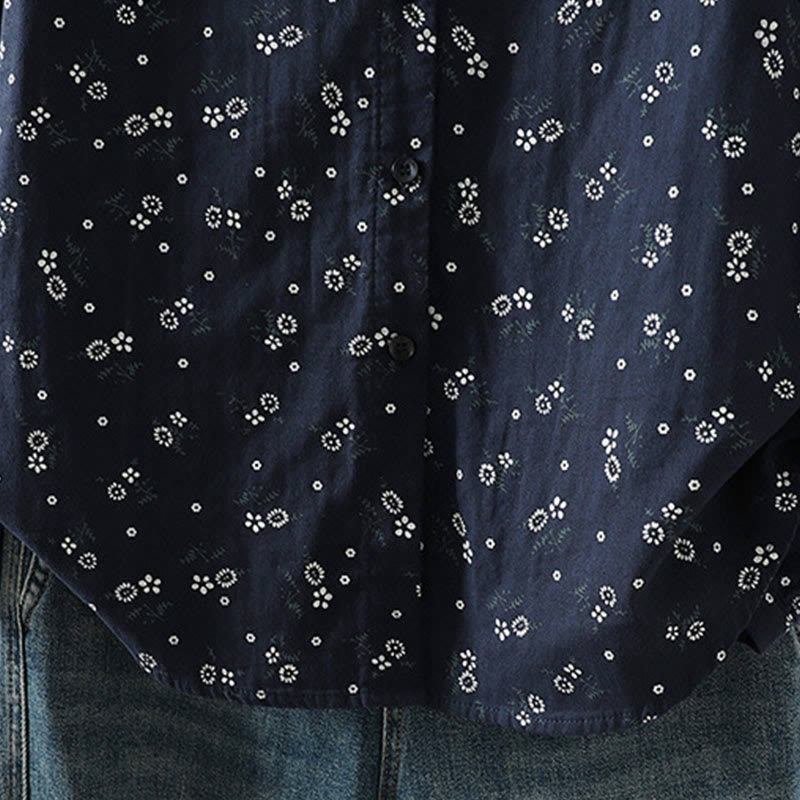 Camisa de algodón de manga larga para mujer con estampado floral pequeño de Buddha Stones otoñales. - image 9