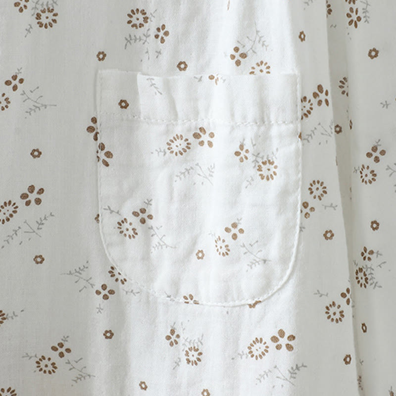 Camisa de algodón de manga larga para mujer con estampado floral pequeño de Buddha Stones otoñales. - image 13