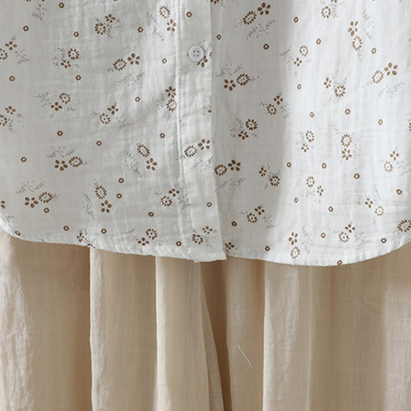 Camisa de algodón de manga larga para mujer con estampado floral pequeño de Buddha Stones otoñales. - image 16