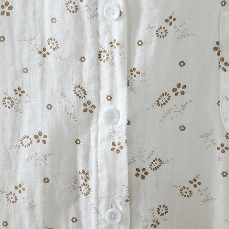 Camisa de algodón de manga larga para mujer con estampado floral pequeño de Buddha Stones otoñales. - image 14