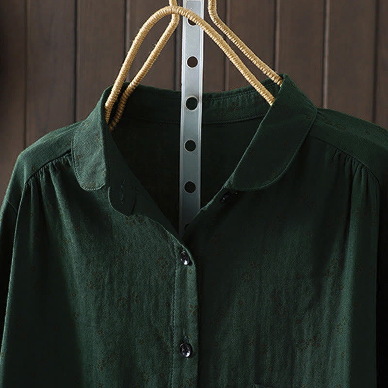 Camisa de algodón de manga larga para mujer con estampado floral pequeño de Buddha Stones otoñales. - image 18