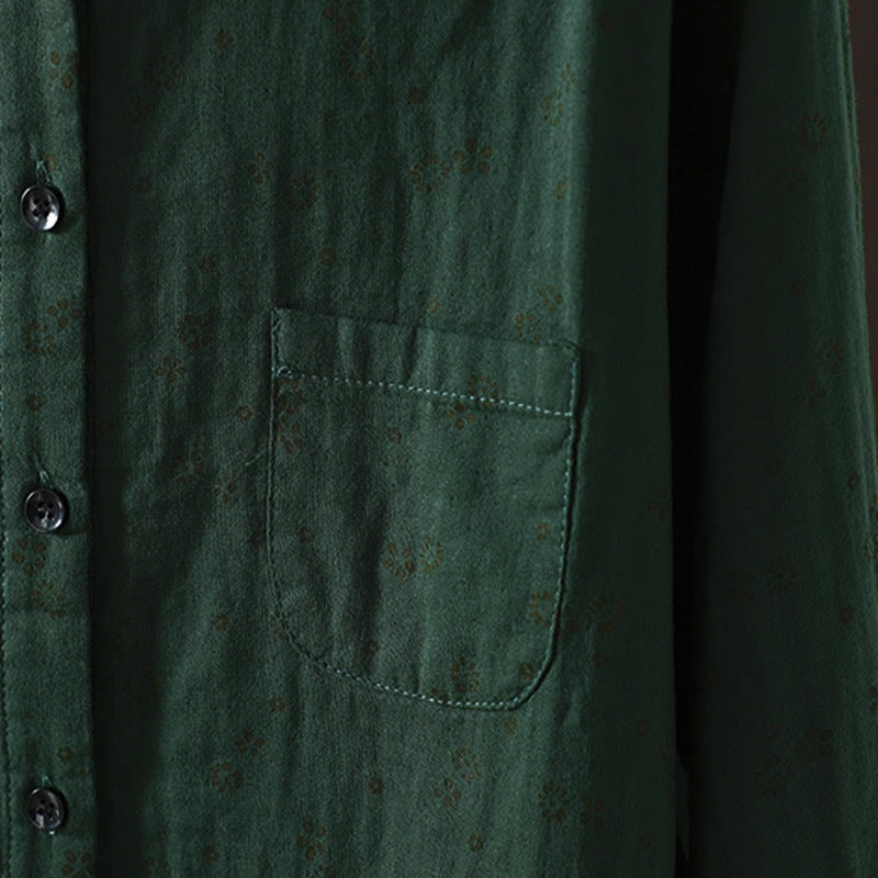 Camisa de algodón de manga larga para mujer con estampado floral pequeño de Buddha Stones otoñales. - image 19