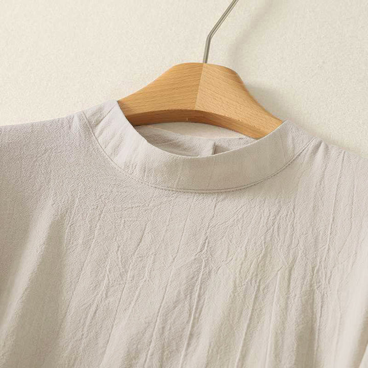 Camisa de algodón de manga larga para mujer con diseño de tres botones en la espalda y cuello redondo con estampado de Buddha Stones Fall - image 2