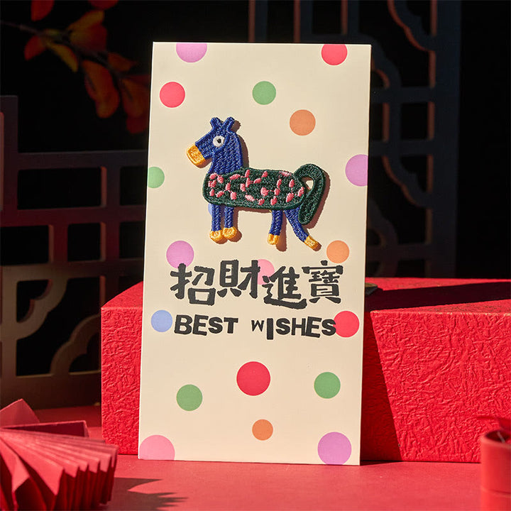 Buddha Stones, Año del Caballo 2026, Bordado de Año Nuevo, Bendiciones de la Suerte, 6 sobres rojos chinos - image 6
