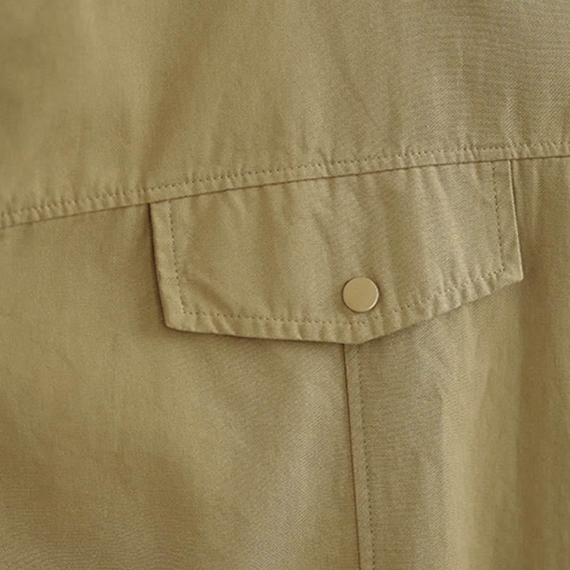 Buddha Stones Chaqueta de algodón de manga larga para mujer, diseño sencillo con botones y solapa de color puro, para otoño - image 18