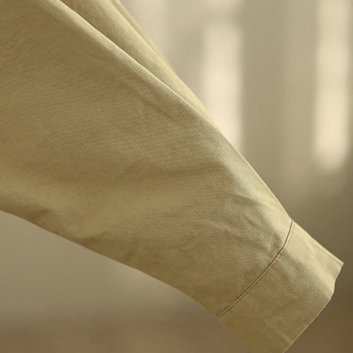 Buddha Stones Chaqueta de algodón de manga larga para mujer, diseño sencillo con botones y solapa de color puro, para otoño - image 20