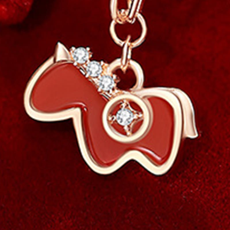 Collar con colgante de confianza de plata de ley 925 con Buddha Stones y ágata roja del Año del Caballo - image 9