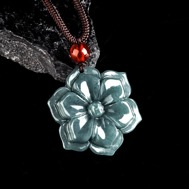 Buddha Stones Colgantes de jade con flor de durazno para la prosperidad - image 1
