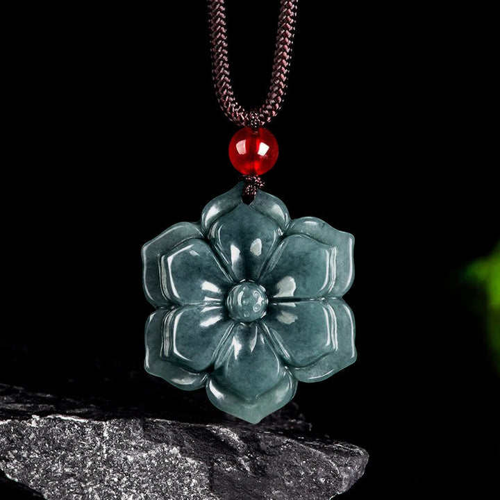 Buddha Stones Colgantes de jade con flor de durazno para la prosperidad - Jade - image 0