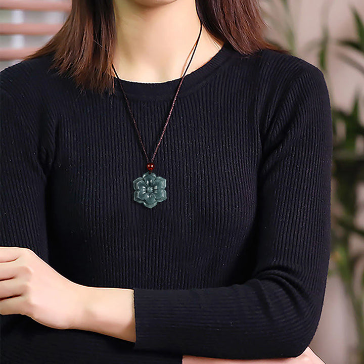 Buddha Stones Colgantes de jade con flor de durazno para la prosperidad - image 4