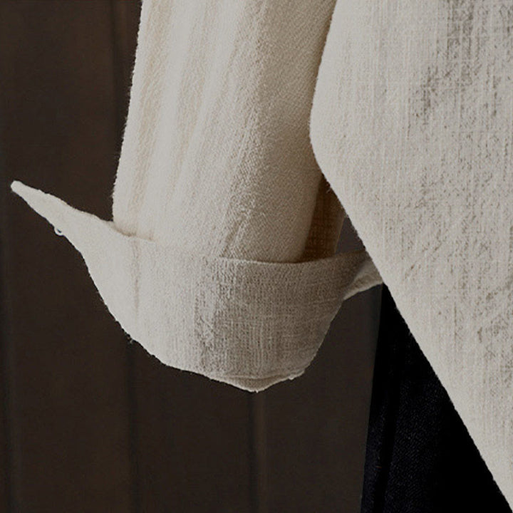 Buddha Stones Camisa de algodón de manga larga para mujer, color liso, cuello redondo, botones coloridos, diseño de otoño - image 13