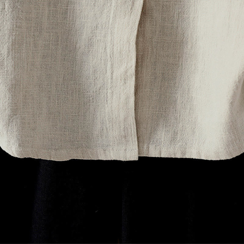 Buddha Stones Camisa de algodón de manga larga para mujer, color liso, cuello redondo, botones coloridos, diseño de otoño - image 12