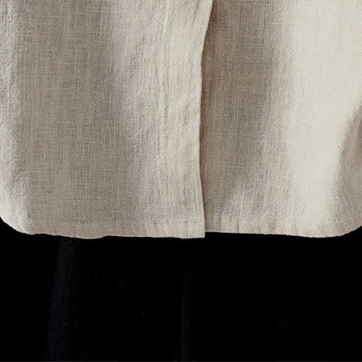 Buddha Stones Camisa de algodón de manga larga para mujer, color liso, cuello redondo, botones coloridos, diseño de otoño - image 12