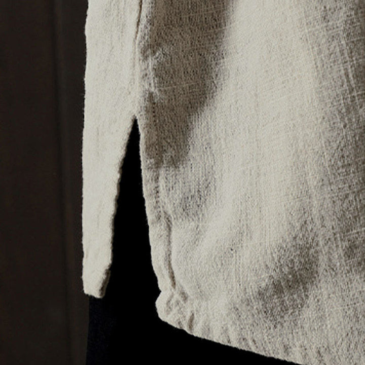 Buddha Stones Camisa de algodón de manga larga para mujer, color liso, cuello redondo, botones coloridos, diseño de otoño - image 14