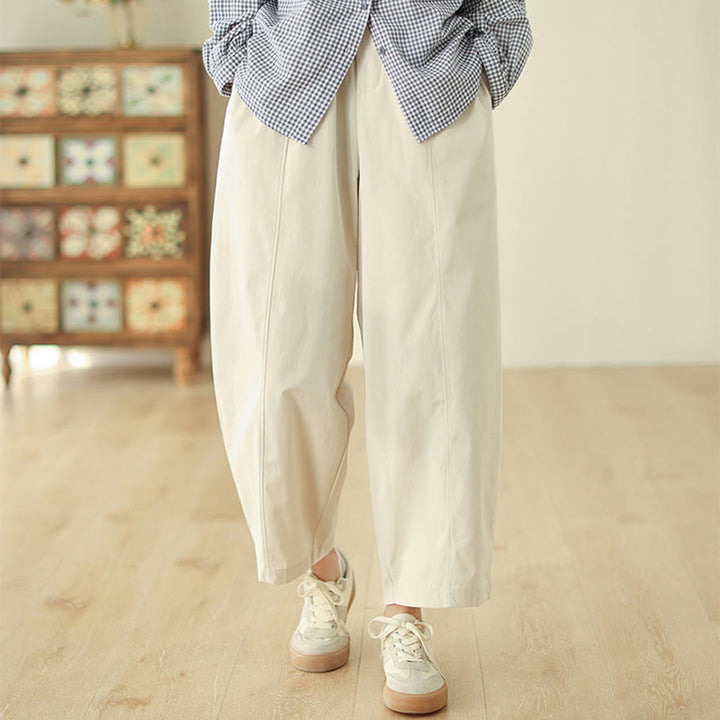 Buddha Stones Pantalones harén de algodón para mujer, con diseño de líneas sencillas y bolsillos, hasta el tobillo - Lino - US8-10，UK/AU12-14，EU40-42 (2XL) - image 0