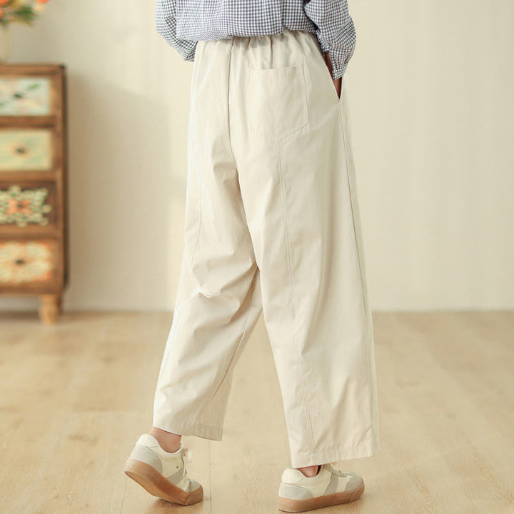 Buddha Stones Pantalones harén de algodón para mujer, con diseño de líneas sencillas y bolsillos, hasta el tobillo - image 2