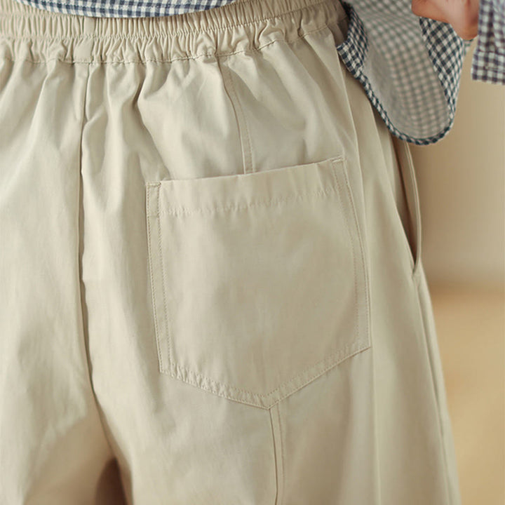 Buddha Stones Pantalones harén de algodón para mujer, con diseño de líneas sencillas y bolsillos, hasta el tobillo - image 4