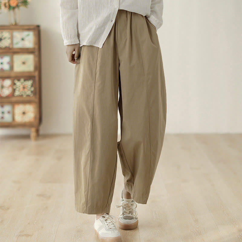 Buddha Stones Pantalones harén de algodón para mujer, con diseño de líneas sencillas y bolsillos, hasta el tobillo - image 7