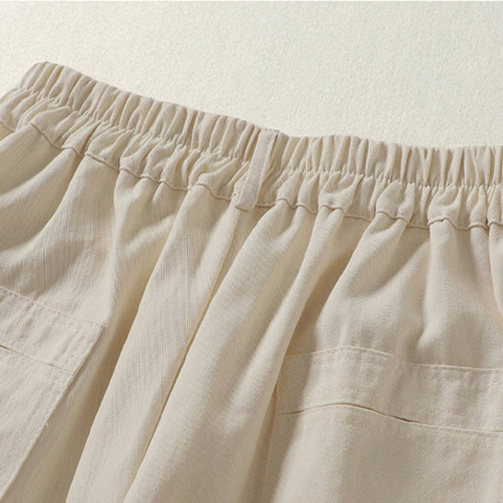 Buddha Stones Pantalones harén de algodón para mujer, hasta el tobillo, con diseño de botones y cremallera, con bolsillos y líneas sencillas de otoño - image 4