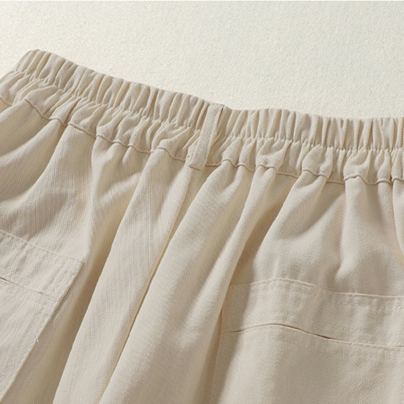 Buddha Stones Pantalones harén de algodón para mujer, hasta el tobillo, con diseño de botones y cremallera, con bolsillos y líneas sencillas de otoño - image 4