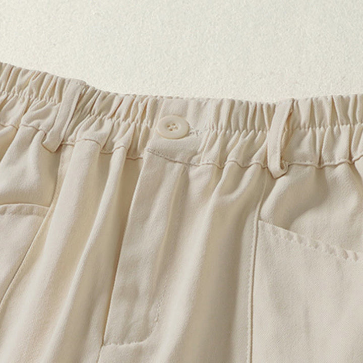 Buddha Stones Pantalones harén de algodón para mujer, hasta el tobillo, con diseño de botones y cremallera, con bolsillos y líneas sencillas de otoño - image 1