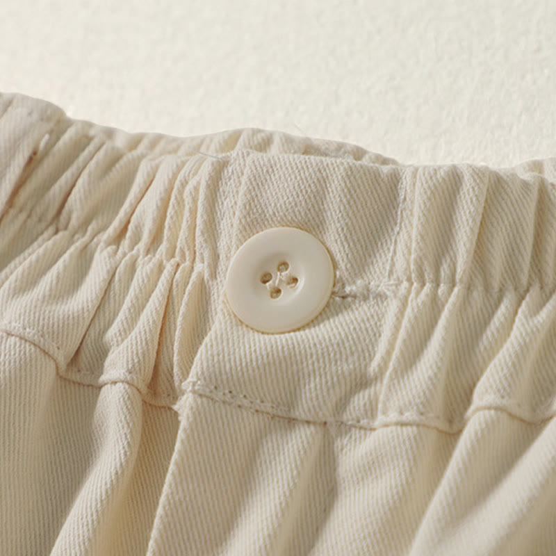 Buddha Stones Pantalones harén de algodón para mujer, hasta el tobillo, con diseño de botones y cremallera, con bolsillos y líneas sencillas de otoño - image 2