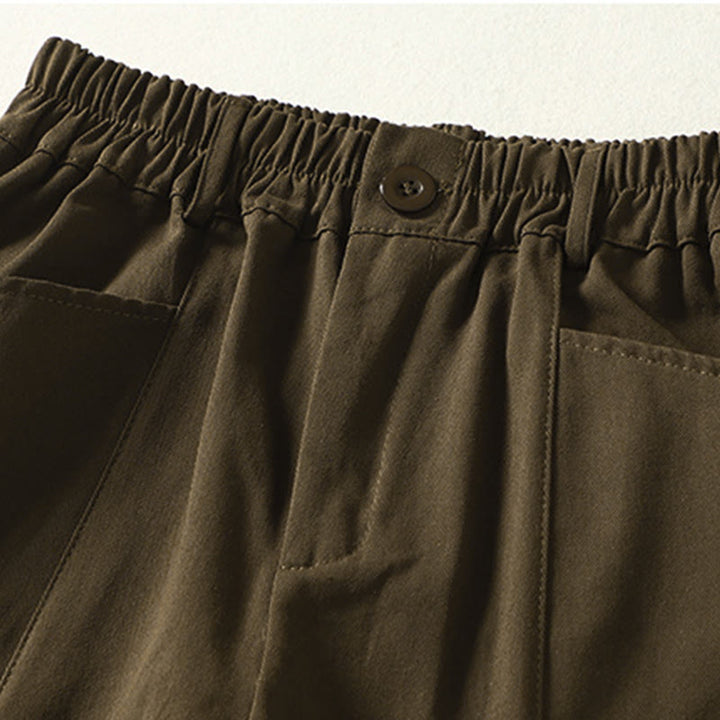 Buddha Stones Pantalones harén de algodón para mujer, hasta el tobillo, con diseño de botones y cremallera, con bolsillos y líneas sencillas de otoño - image 7