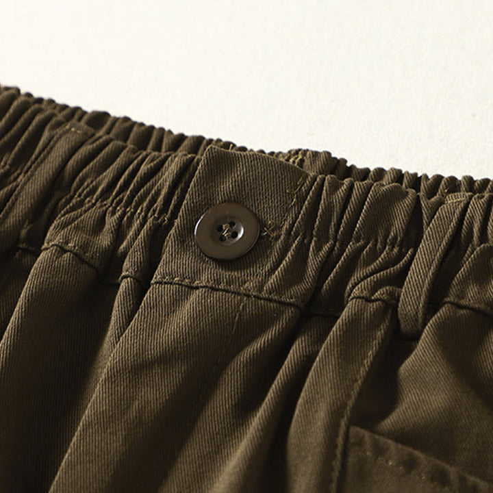 Buddha Stones Pantalones harén de algodón para mujer, hasta el tobillo, con diseño de botones y cremallera, con bolsillos y líneas sencillas de otoño - image 8