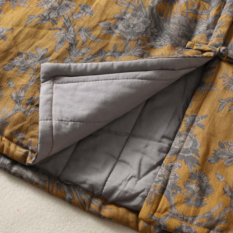 Buddha Stones Chaleco sin mangas de algodón para mujer con estampado de ranas, flores y ramas de grulla - image 12