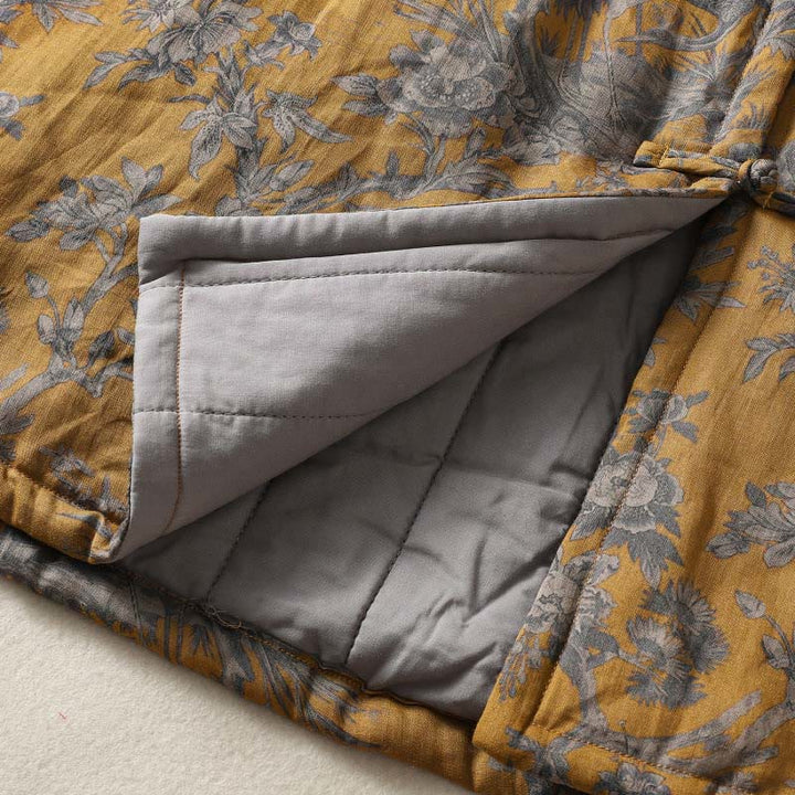 Buddha Stones Chaleco sin mangas de algodón para mujer con estampado de ranas, flores y ramas de grulla - image 12