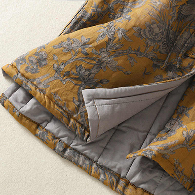 Buddha Stones Chaleco sin mangas de algodón para mujer con estampado de ranas, flores y ramas de grulla - image 9