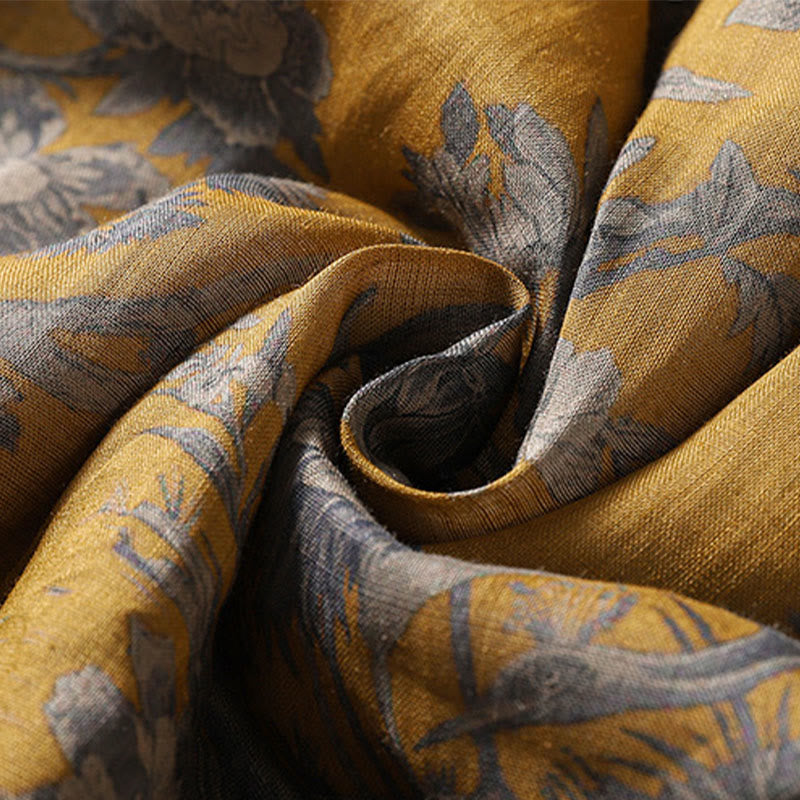 Buddha Stones Chaleco sin mangas de algodón para mujer con estampado de ranas, flores y ramas de grulla - image 14