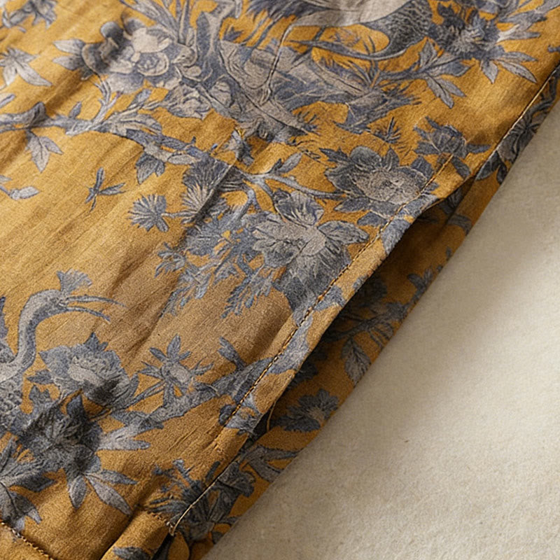 Buddha Stones Chaleco sin mangas de algodón para mujer con estampado de ranas, flores y ramas de grulla - image 13