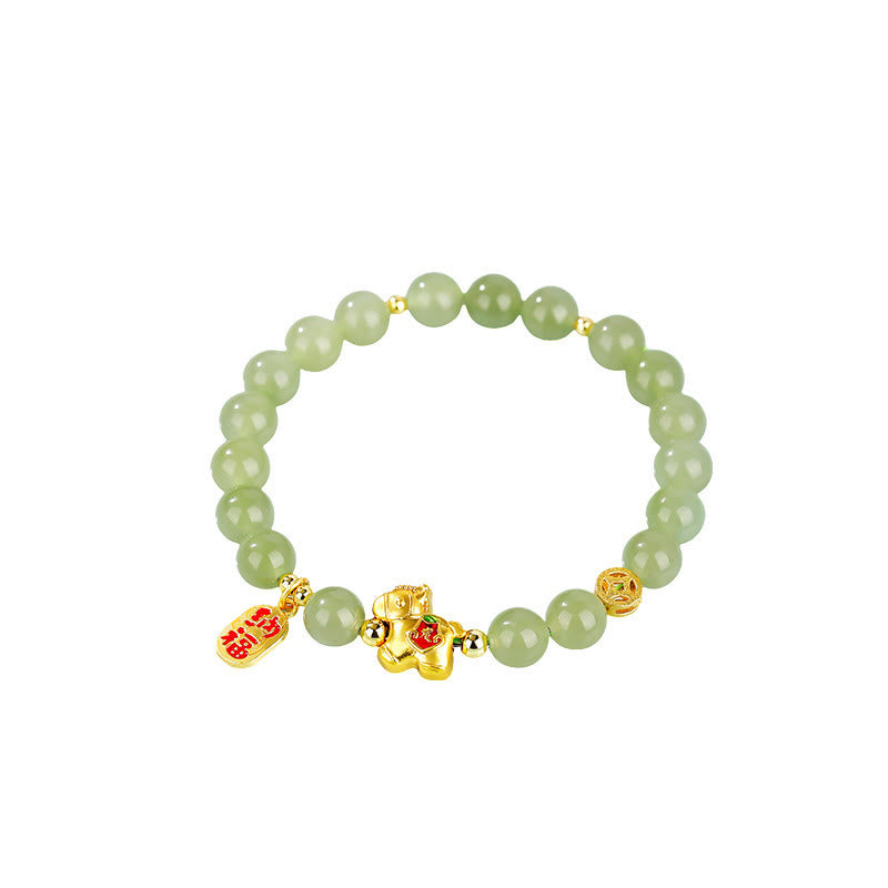 Buddha Stones Pulsera de la abundancia de jade hetiano del Año del Caballo - image 8