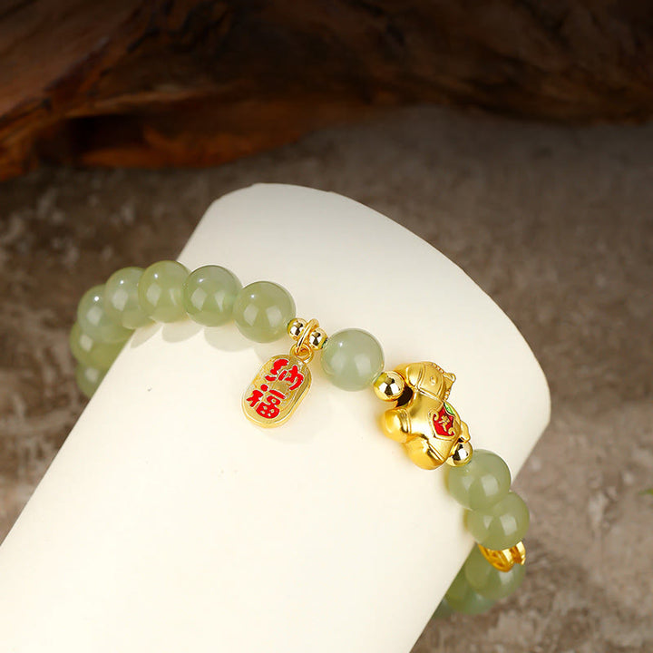 Buddha Stones Pulsera de la abundancia de jade hetiano del Año del Caballo - image 7