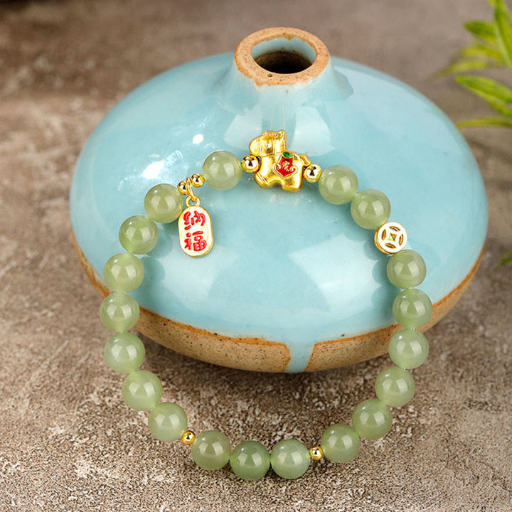 Buddha Stones Pulsera de la abundancia de jade hetiano del Año del Caballo - image 2