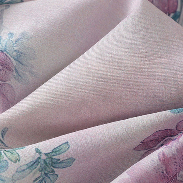 Buddha Stones Camisa de algodón para mujer, manga larga, cuello alto, botones de rana, estampado floral morado y hojas verdes de otoño - image 11