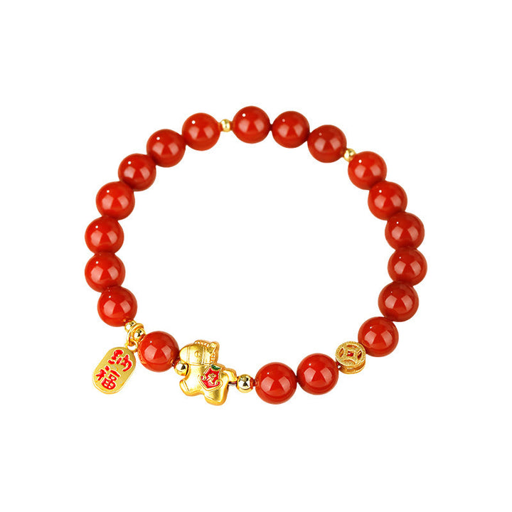 Buddha Stones Pulsera de éxito de ágata roja del sur del Año del Caballo - image 6