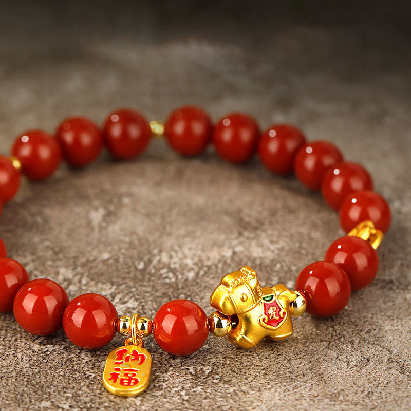 Buddha Stones Pulsera de éxito de ágata roja del sur del Año del Caballo - image 7