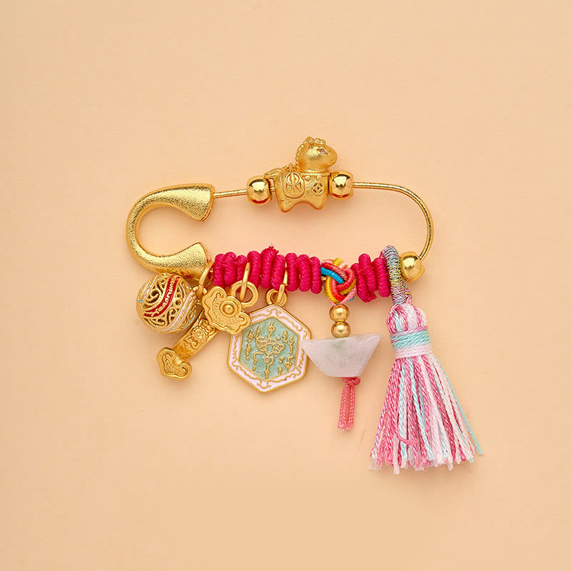 Buddha Stones Broche de la suerte con hebilla de la paz y mango Ruyi del Año del Caballo Fu - Caballo Ruyi - image 10