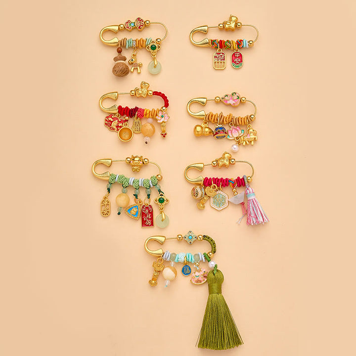 Buddha Stones Broche de la suerte con hebilla de la paz y mango Ruyi del Año del Caballo Fu - image 16