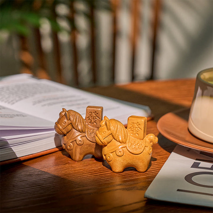 Buddha Stones Año del Caballo Hazte rico Sándalo verde Hoja pequeña Sándalo rojo Madera de tilo Animales Decoración positiva - image 21