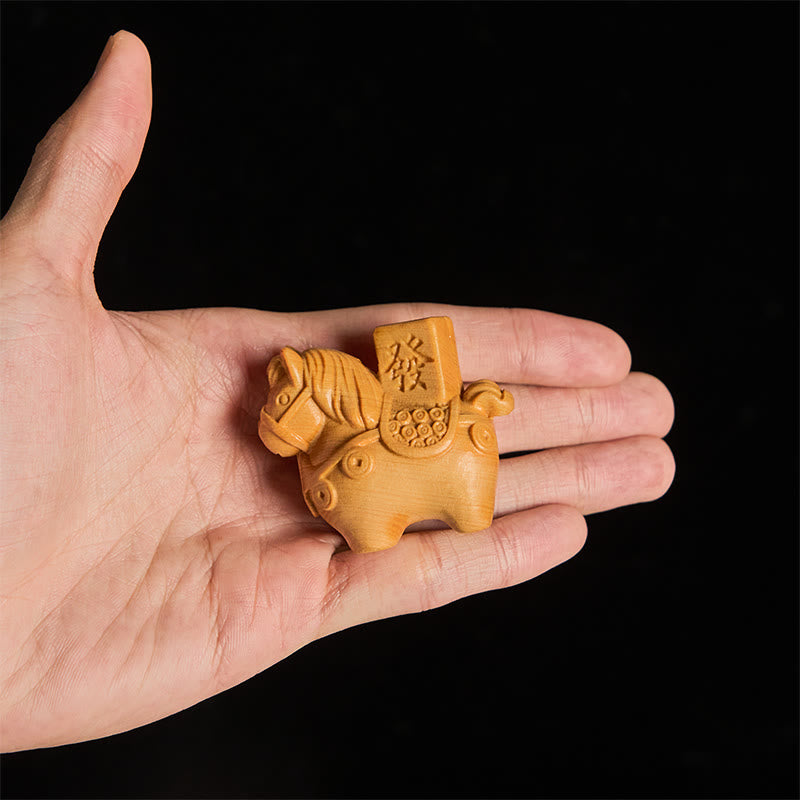 Buddha Stones Año del Caballo Hazte rico Sándalo verde Hoja pequeña Sándalo rojo Madera de tilo Animales Decoración positiva - image 13