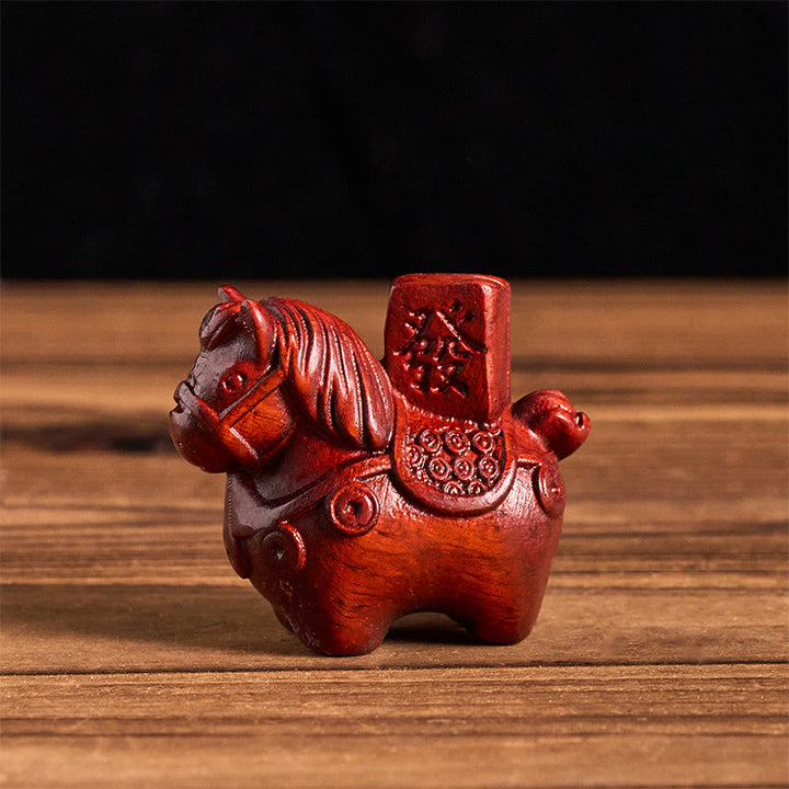 Buddha Stones Año del Caballo Hazte rico Sándalo verde Hoja pequeña Sándalo rojo Madera de tilo Animales Decoración positiva - Hoja pequeña de sándalo rojo (51 x 54 x 30 mm) - image 14